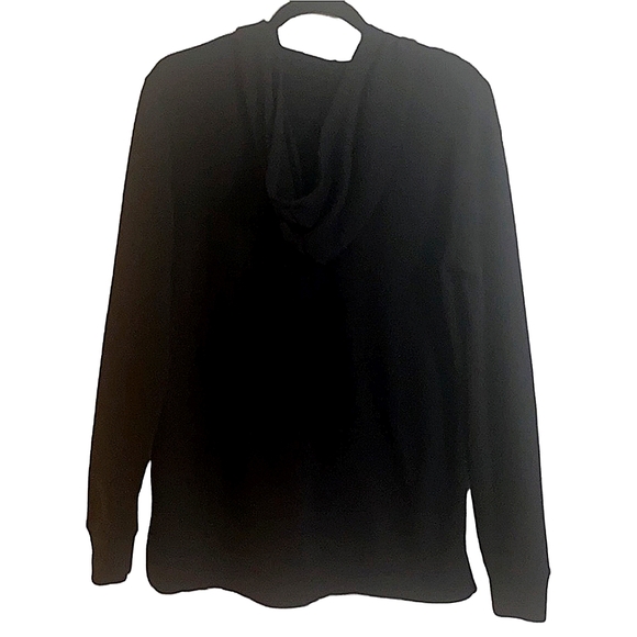 Michael Kors Black Knit Pullover Hoodie Lace up Neckline Women Size M - Picture 2 of 10